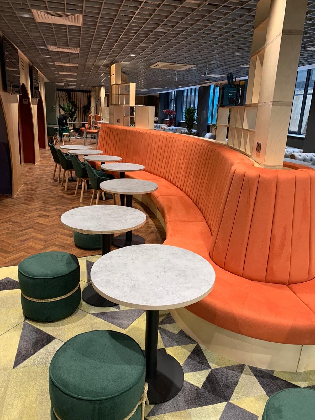 M2M Joinery — commercial banquette seating installation
